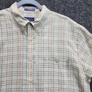 Pendleton Oceanside Mens Plaid Cotton Button Down Short Sleeve Shirt Large‎